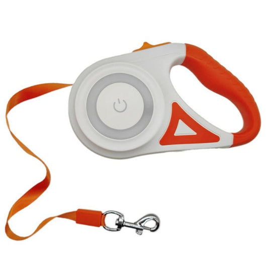 5M RGB Light Pet Leads Retractable Traction Rope Pet Cat Dog Leash Orange V1263-JX-6865