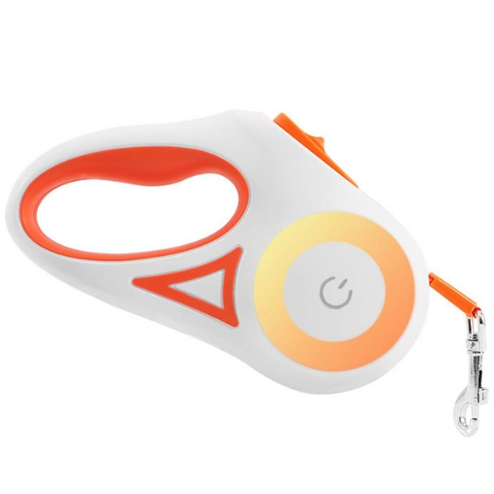 5M RGB Light Pet Leads Retractable Traction Rope Pet Cat Dog Leash Orange V1263-JX-6865