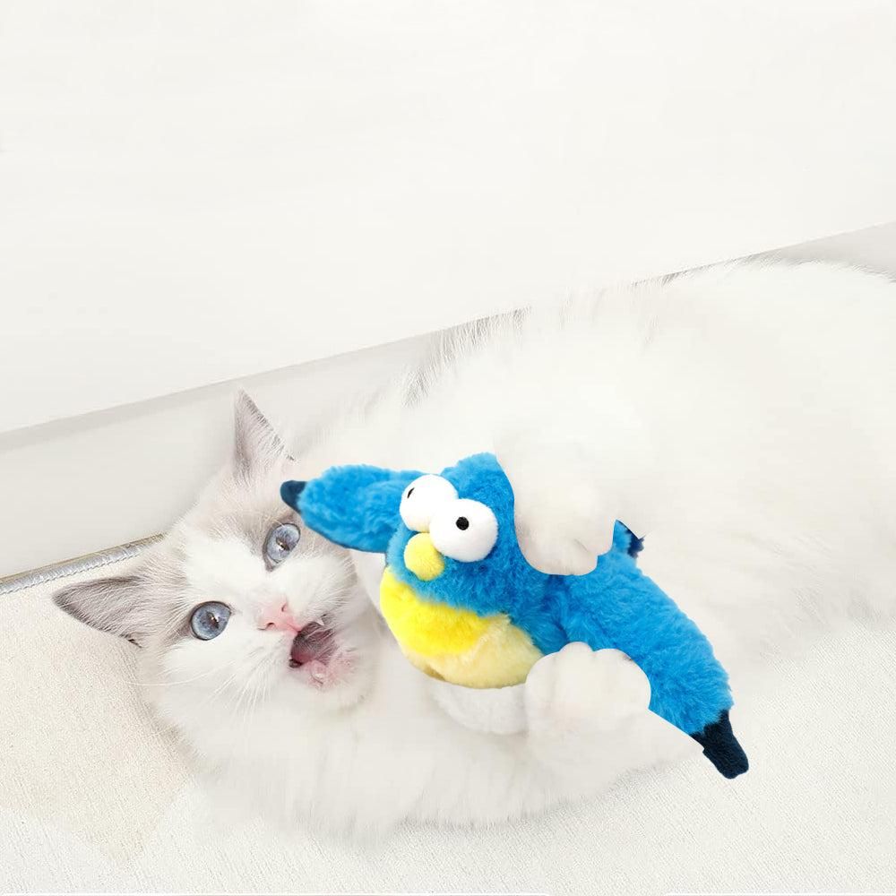 Cat Squeaky Toys Rechargeable Interactive Cat Toy Touch Activated Kitten Plush Pet Toys Blue V1263-JX-6866