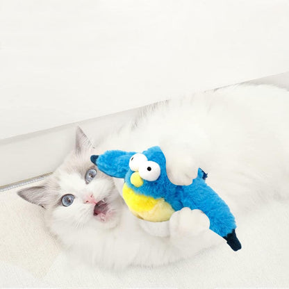 Cat Squeaky Toys Rechargeable Interactive Cat Toy Touch Activated Kitten Plush Pet Toys Blue V1263-JX-6866