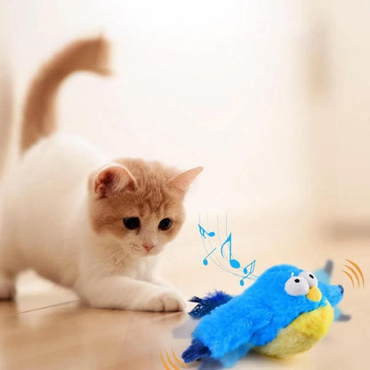 Cat Squeaky Toys Rechargeable Interactive Cat Toy Touch Activated Kitten Plush Pet Toys Blue V1263-JX-6866