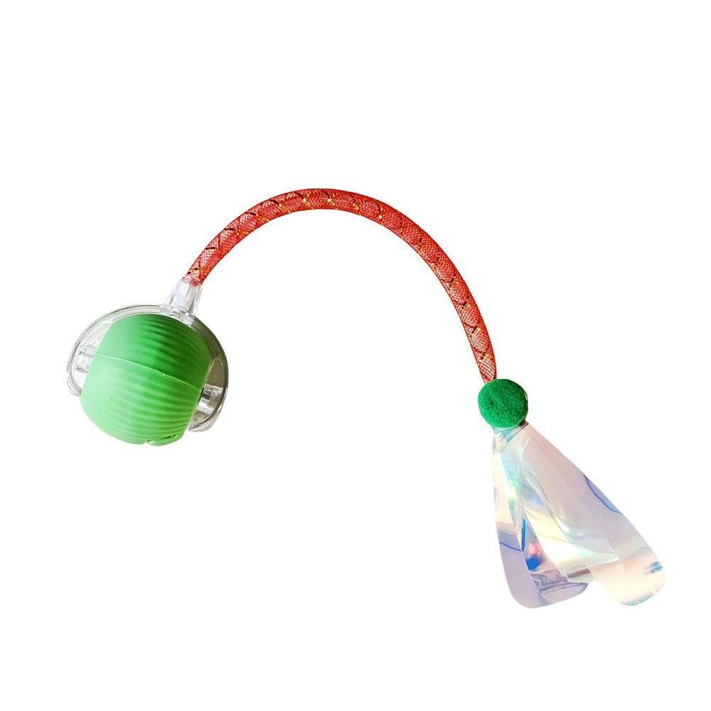 Interactive Cat Toy Moving Cat Ball with Dragonfly Tail Indoor Auto-Turn Cat Toy Green V1263-JX-6869