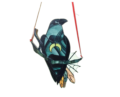 Pendant Crow Pattern Landscaping Ornaments Acrylic Door Wall Hanging Ornaments for Home-Black V1263-JX-687