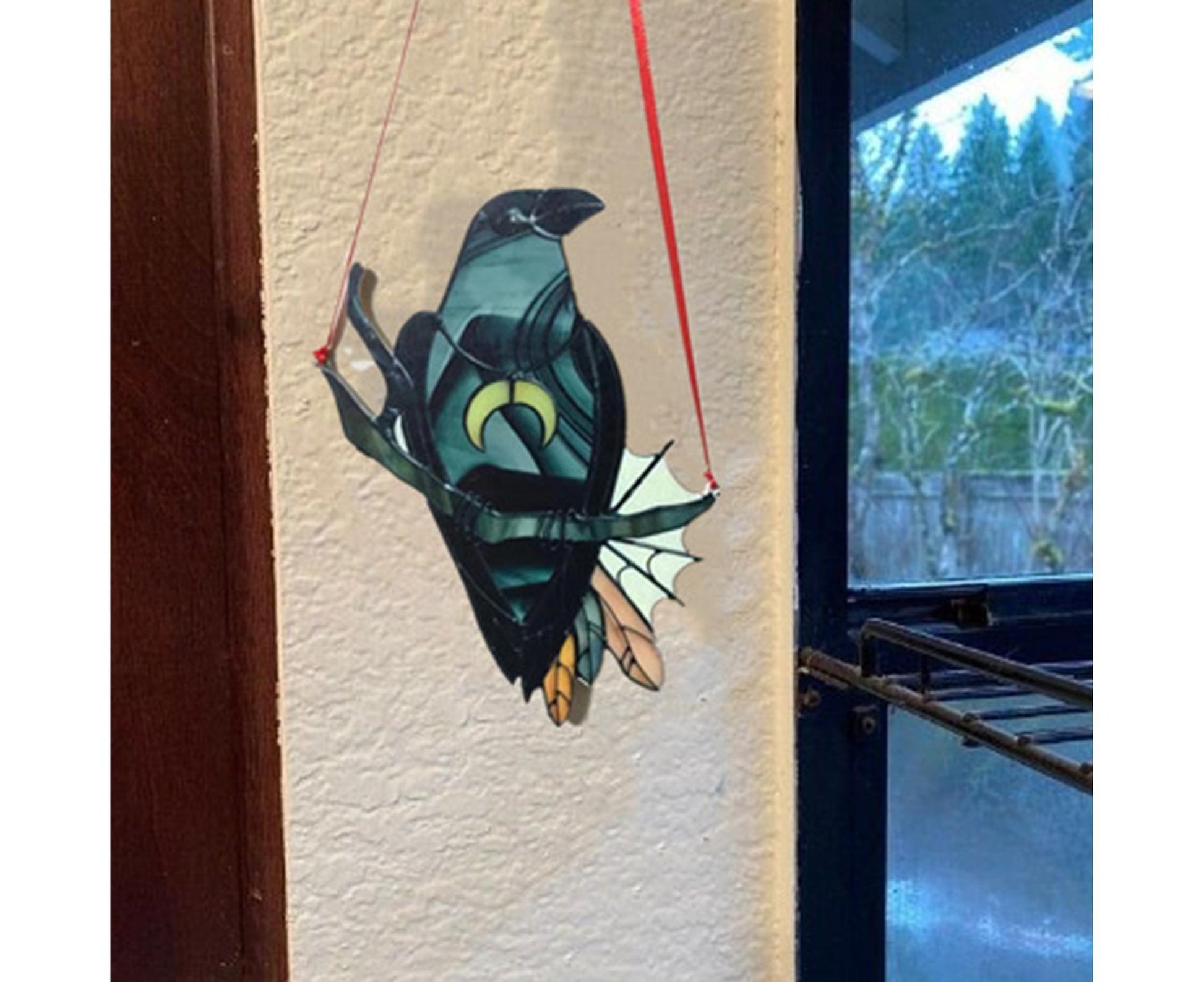 Pendant Crow Pattern Landscaping Ornaments Acrylic Door Wall Hanging Ornaments for Home-Black V1263-JX-687