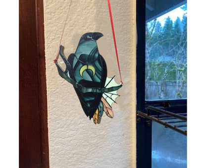 Pendant Crow Pattern Landscaping Ornaments Acrylic Door Wall Hanging Ornaments for Home-Black V1263-JX-687