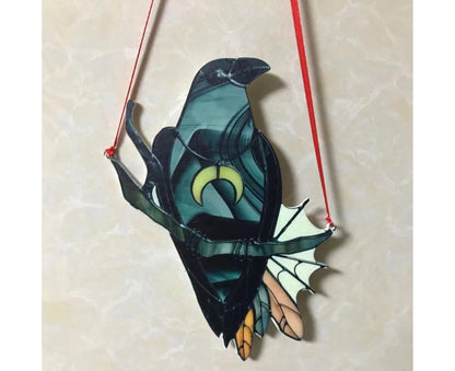 Pendant Crow Pattern Landscaping Ornaments Acrylic Door Wall Hanging Ornaments for Home-Black V1263-JX-687