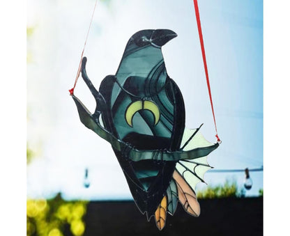 Pendant Crow Pattern Landscaping Ornaments Acrylic Door Wall Hanging Ornaments for Home-Black V1263-JX-687
