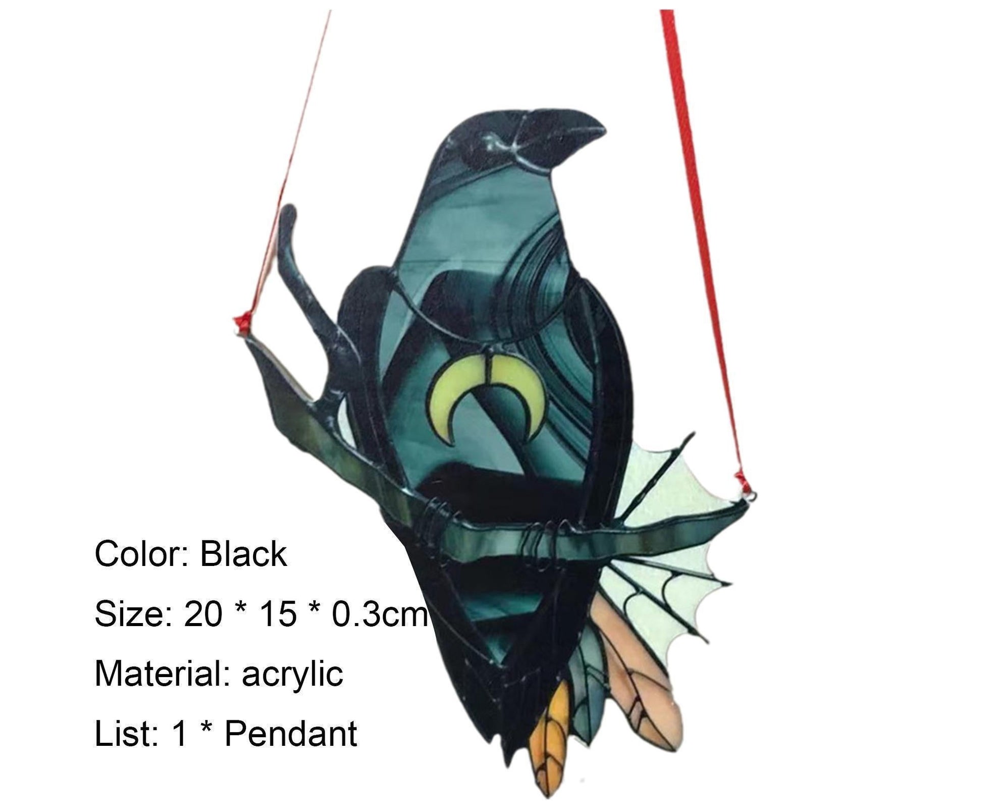 Pendant Crow Pattern Landscaping Ornaments Acrylic Door Wall Hanging Ornaments for Home-Black V1263-JX-687