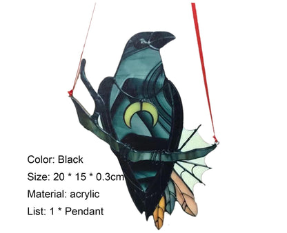 Pendant Crow Pattern Landscaping Ornaments Acrylic Door Wall Hanging Ornaments for Home-Black V1263-JX-687