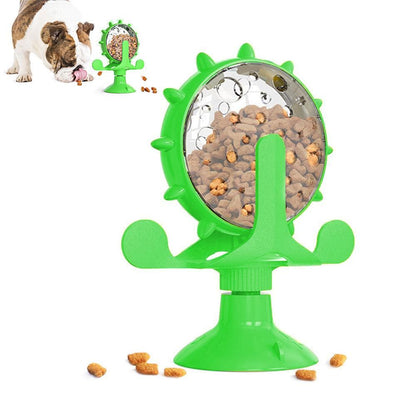 Interactive Pet Treats Dispenser Toy 360 Degrees Rotating Windmill Toy Slow Dog Cat Feeder Green V1263-JX-6873