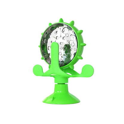 Interactive Pet Treats Dispenser Toy 360 Degrees Rotating Windmill Toy Slow Dog Cat Feeder Green V1263-JX-6873