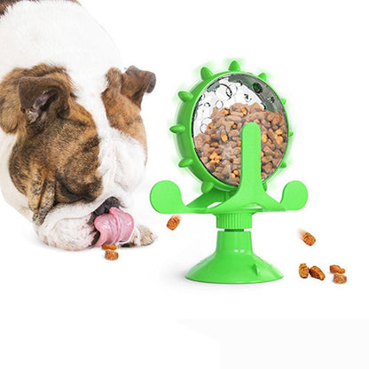 Interactive Pet Treats Dispenser Toy 360 Degrees Rotating Windmill Toy Slow Dog Cat Feeder Green V1263-JX-6873