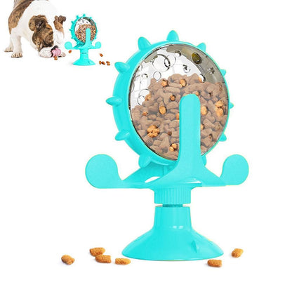 Interactive Pet Treats Dispenser Toy 360 Degrees Rotating Windmill Toy Slow Dog Cat Feeder Green V1263-JX-6873