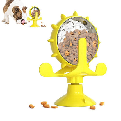 Interactive Pet Treats Dispenser Toy 360 Degrees Rotating Windmill Toy Slow Dog Cat Feeder Green V1263-JX-6873