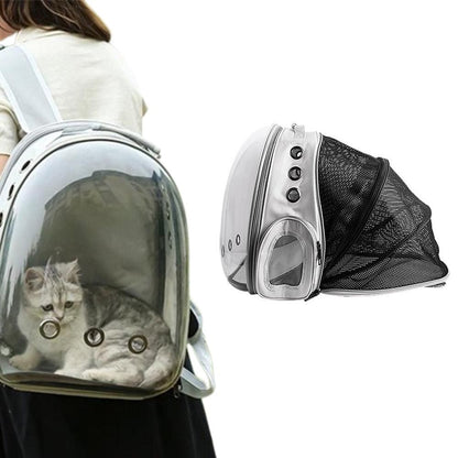Expandable Travel Cat Backpack Carrier Polarized Tinted Bubble Window Pet Backpack Grey V1263-JX-6877