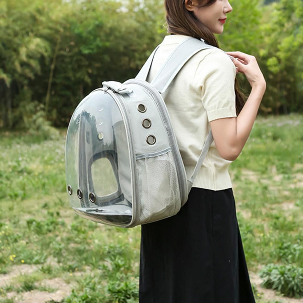 Expandable Travel Cat Backpack Carrier Polarized Tinted Bubble Window Pet Backpack Grey V1263-JX-6877