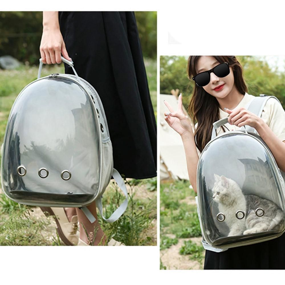Expandable Travel Cat Backpack Carrier Polarized Tinted Bubble Window Pet Backpack Grey V1263-JX-6877