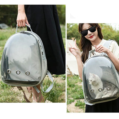 Expandable Travel Cat Backpack Carrier Polarized Tinted Bubble Window Pet Backpack Grey V1263-JX-6877