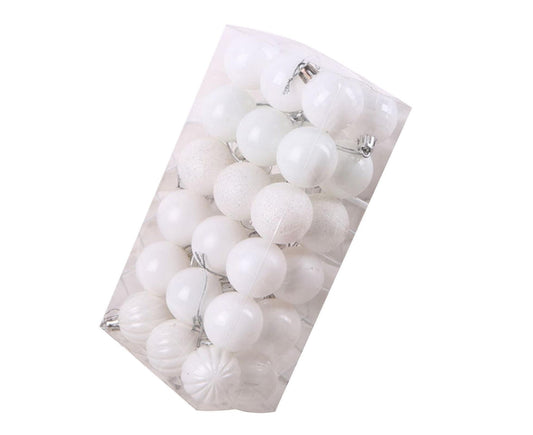 36Pcs Christmas Tree Balls Festival Home Party Mall Xmas Hanging Decor Ornament-White V1263-JX-688