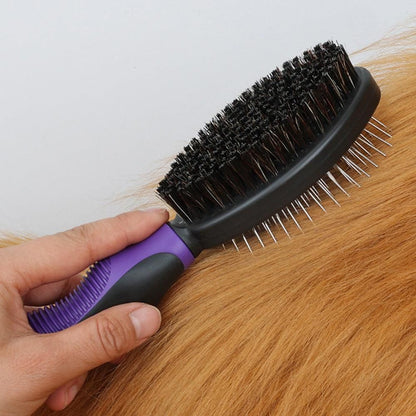 2PCS Pet Grooming Brushes Deshedding Bath Brush for Dogs Cats & Horses Purple V1263-JX-6881-1