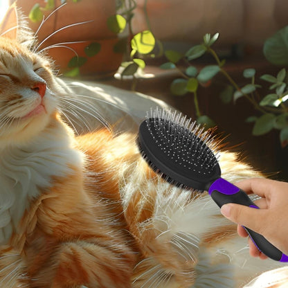 2PCS Pet Grooming Brushes Deshedding Bath Brush for Dogs Cats & Horses Purple V1263-JX-6881-1
