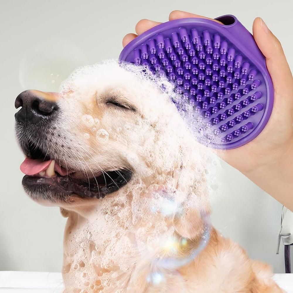 2PCS Pet Grooming Brushes Deshedding Bath Brush for Dogs Cats & Horses Purple V1263-JX-6881-1