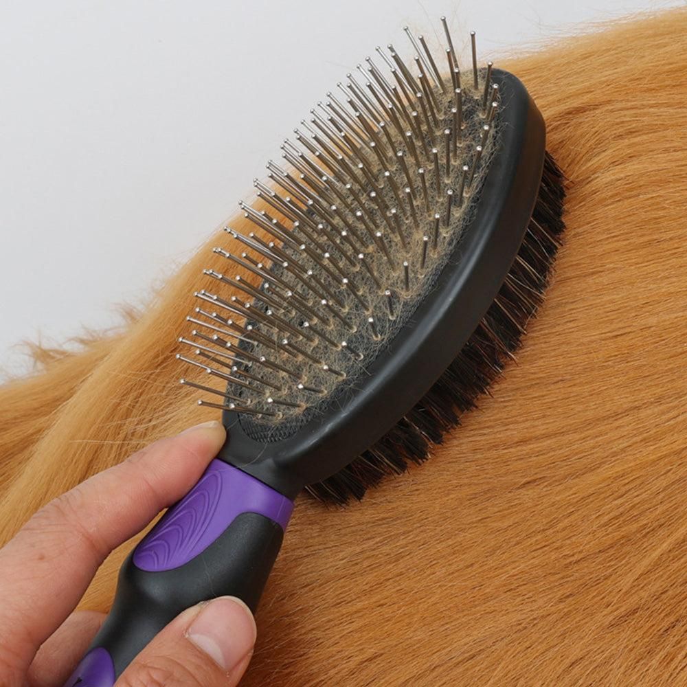 2PCS Pet Grooming Brushes Deshedding Bath Brush for Dogs Cats & Horses Purple V1263-JX-6881-1