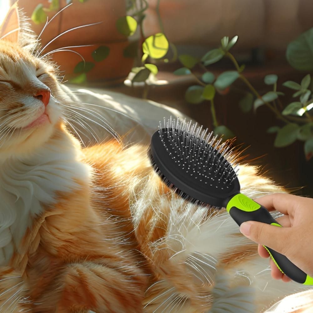 2PCS Pet Grooming Brushes Deshedding Bath Brush for Dogs Cats & Horses Green V1263-JX-6881-2