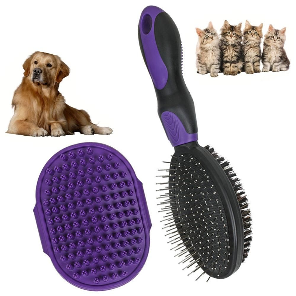2PCS Pet Grooming Brushes Deshedding Bath Brush for Dogs Cats & Horses Green V1263-JX-6881-2