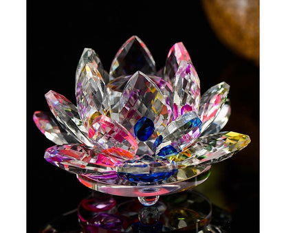 Artificial Quartz Crystal Lotus Flower Figurine Wedding Party Decor Souvenir-Red V1263-JX-689
