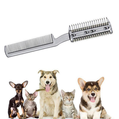 Two-Sided Pet Grooming Comb with Razor for Dog & Cat Fur Trimming V1263-JX-6890