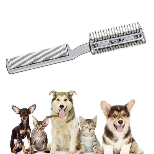 Two-Sided Pet Grooming Comb with Razor for Dog & Cat Fur Trimming V1263-JX-6890