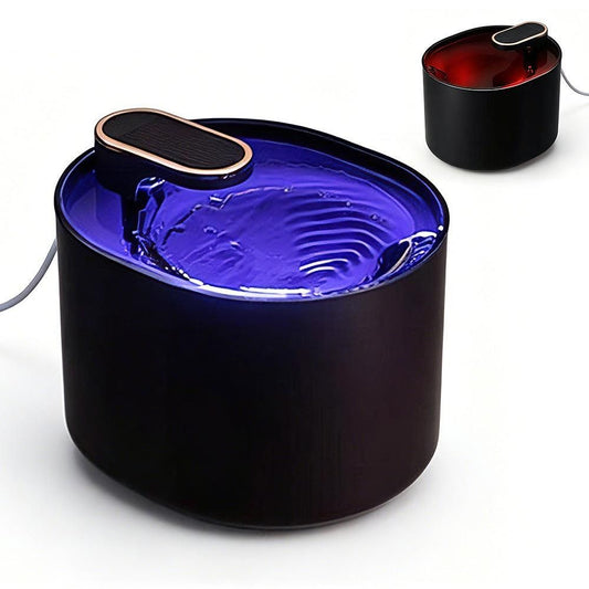 Pet Water Fountain Cat Dog Automatic Electric Drinking Dispenser with Red Light Indicator Black V1263-JX-6893