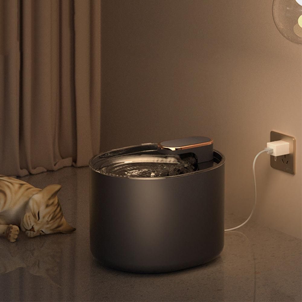 Pet Water Fountain Cat Dog Automatic Electric Drinking Dispenser with Red Light Indicator Black V1263-JX-6893