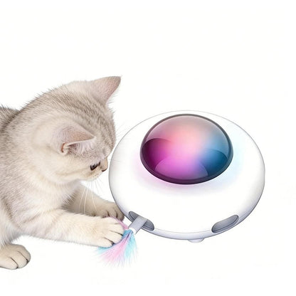 Automatic Electric Cat Toy with Feather Wand USB Rechargeable UFO V1263-JX-6894
