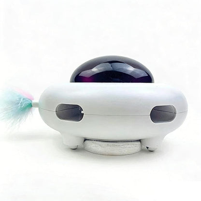 Automatic Electric Cat Toy with Feather Wand USB Rechargeable UFO V1263-JX-6894