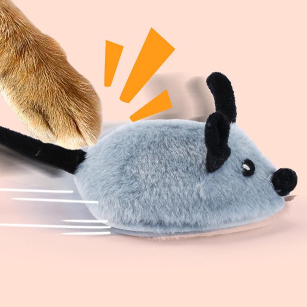Squeaky Escaping Mouse Toy Light-up Auto Moving Rechargeable Interactive Cat Toy Grey V1263-JX-6897