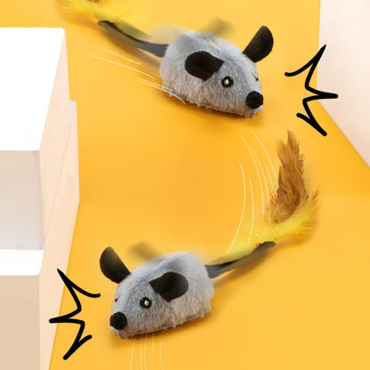 Squeaky Escaping Mouse Toy Light-up Auto Moving Rechargeable Interactive Cat Toy Grey V1263-JX-6897