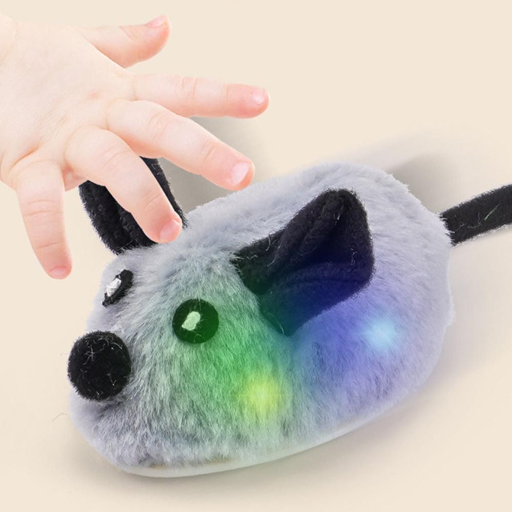 Squeaky Escaping Mouse Toy Light-up Auto Moving Rechargeable Interactive Cat Toy Grey V1263-JX-6897