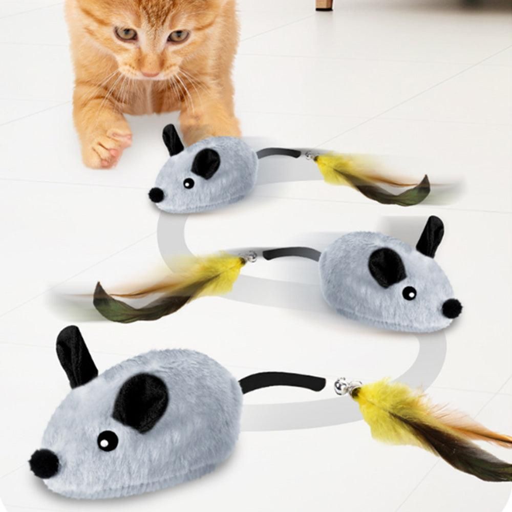 Squeaky Escaping Mouse Toy Light-up Auto Moving Rechargeable Interactive Cat Toy Grey V1263-JX-6897