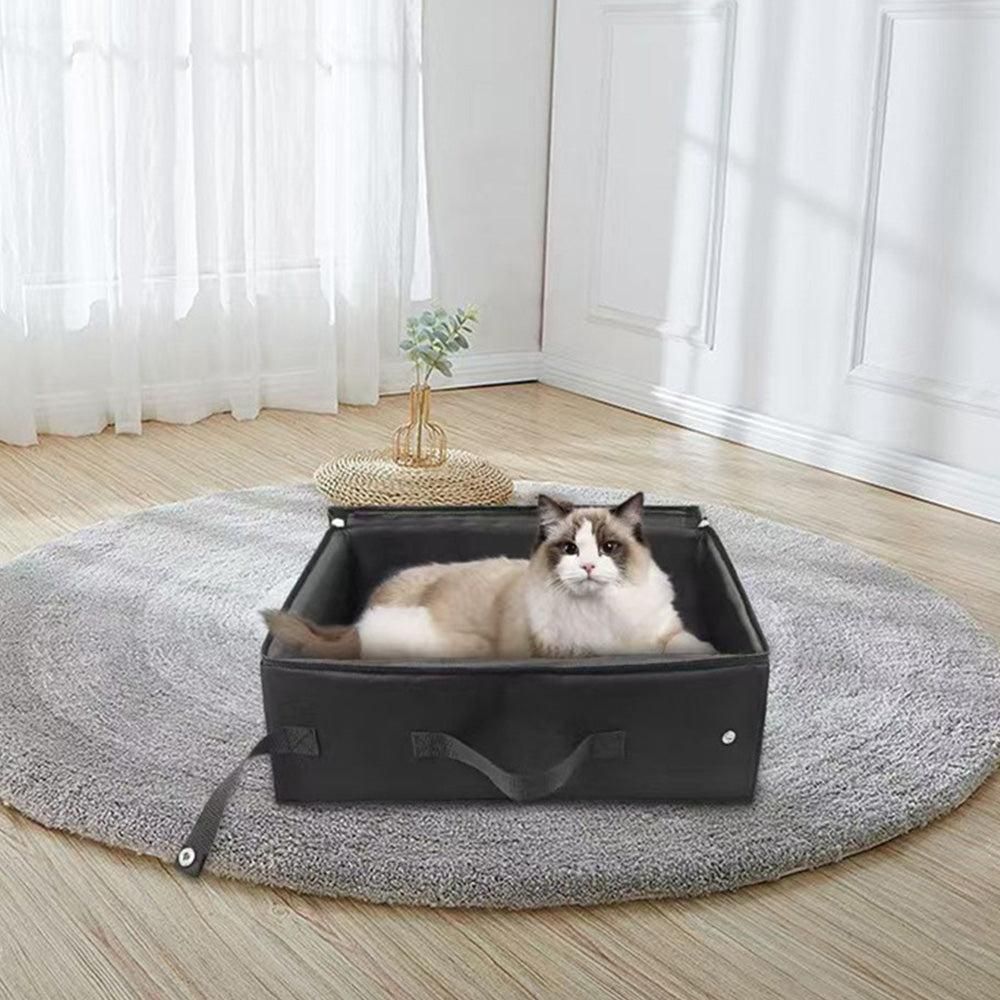 Portable Foldable Cat Travel Litter Box - Waterproof & Easy to Clean Black V1263-JX-6898