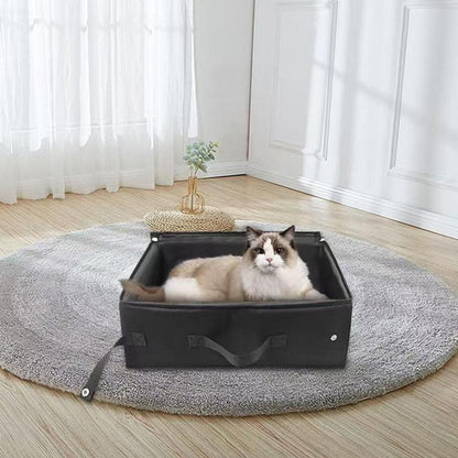 Portable Foldable Cat Travel Litter Box - Waterproof & Easy to Clean Black V1263-JX-6898