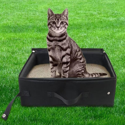 Portable Foldable Cat Travel Litter Box - Waterproof & Easy to Clean Black V1263-JX-6898
