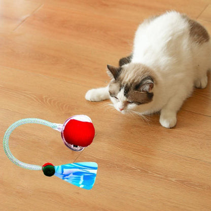 Interactive Cat Toy Moving Cat Ball with Dragonfly Tail Indoor Auto-Turn Cat Toy Red V1263-JX-6901