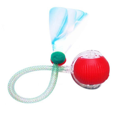 Interactive Cat Toy Moving Cat Ball with Dragonfly Tail Indoor Auto-Turn Cat Toy Red V1263-JX-6901
