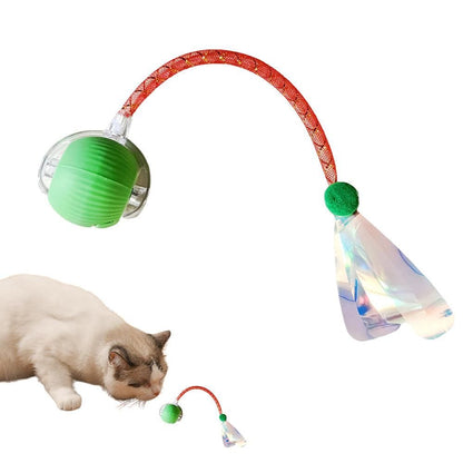 Interactive Cat Toy Moving Cat Ball with Dragonfly Tail Indoor Auto-Turn Cat Toy Red V1263-JX-6901