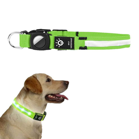 Luminous LED Pet Dog Collar Light-up USB Rechargeable Dog Collar Green - M V1263-JX-6908-2