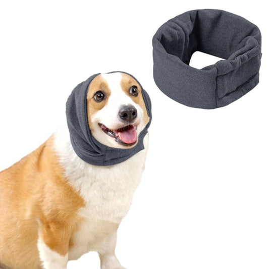 Dog Calming Ear Wraps Ear Protection Cover Pet Dog Head Muff Dark Gray - S V1263-JX-6922-1