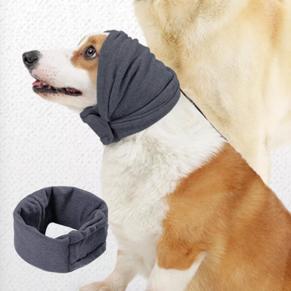 Dog Calming Ear Wraps Ear Protection Cover Pet Dog Head Muff Dark Gray - S V1263-JX-6922-1