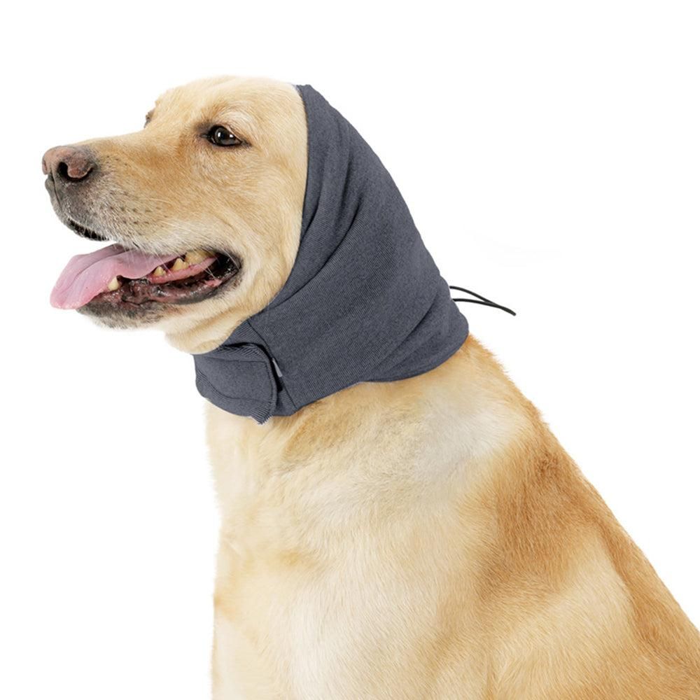 Dog Calming Ear Wraps Ear Protection Cover Pet Dog Head Muff Dark Gray - L V1263-JX-6922-3